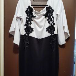 XL Bodysuit White top/Black pants 