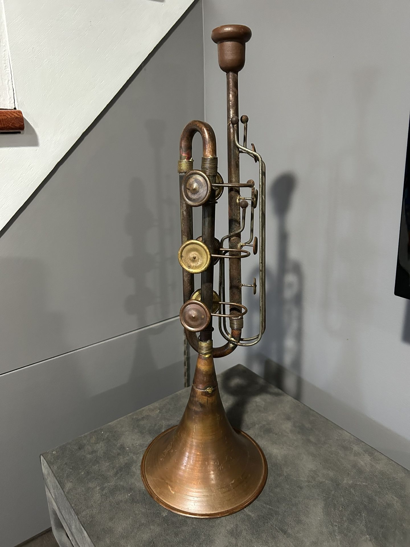 Decorative Steampunk Vintage Copper Trumpet Trombone Handmade