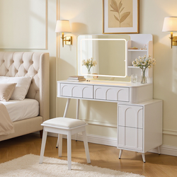 Aalena Modern Vanity Table Set with LED Lighted Mirror