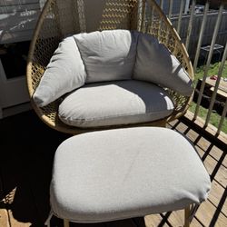 Yellow outdoor chairs and ottoman x2