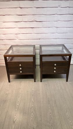 Glass-Top Kona Brown Side Table 2pc
