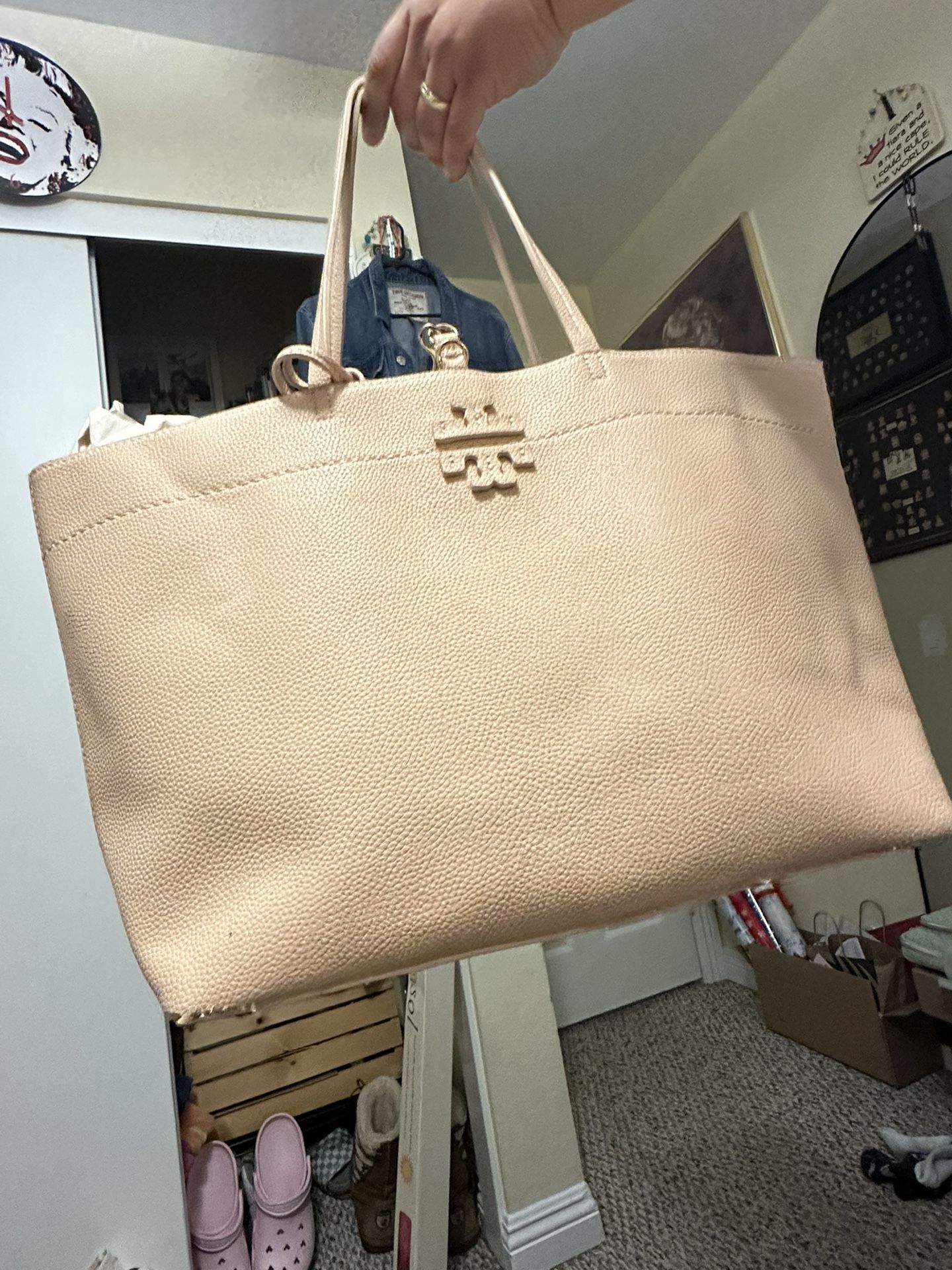 Baby Pink Tory Burch Tote Bag