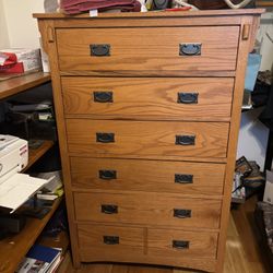 Tall Wood Dresser, 6 Drawers 