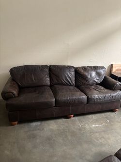 Brown leather couch