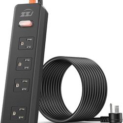 new Outdoor Power Strip Weatherproof, Surge Protector with 4 Wide Outlets, 1875W/15A Overload Protection Switch, 10FT Flat Plug Multi-Plug Outdoor Ext