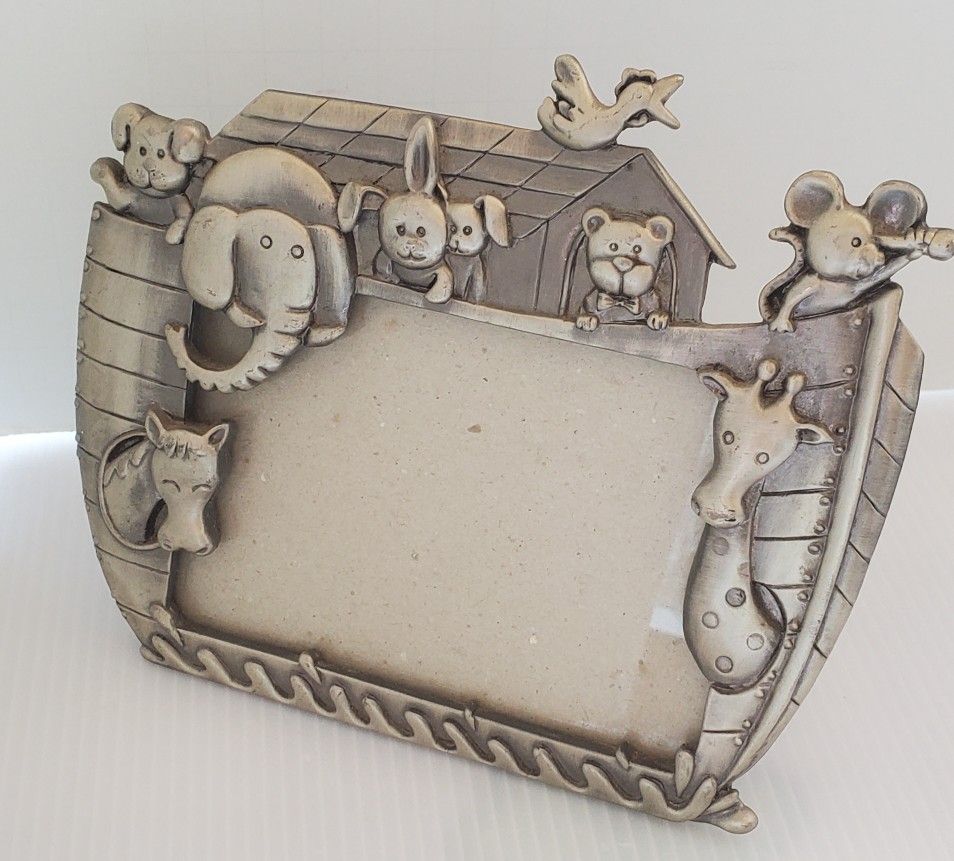 Malden Noahs Ark Metal 3.5X5 Picture Photo Frame Pewter Color Baby Nursery Decor