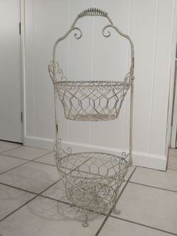 2 Tiered  Vintage Wire Basket