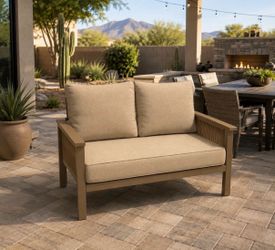 Aluminum Outdoor Loveseat With Rope Accents *New Patio Furniture*
