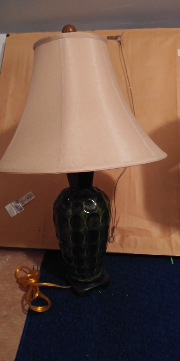 Green lamp with shade