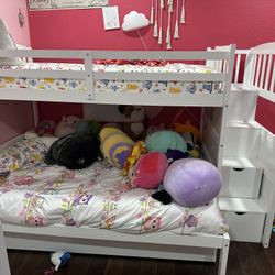 Bunk Bed with Mattress and Storage