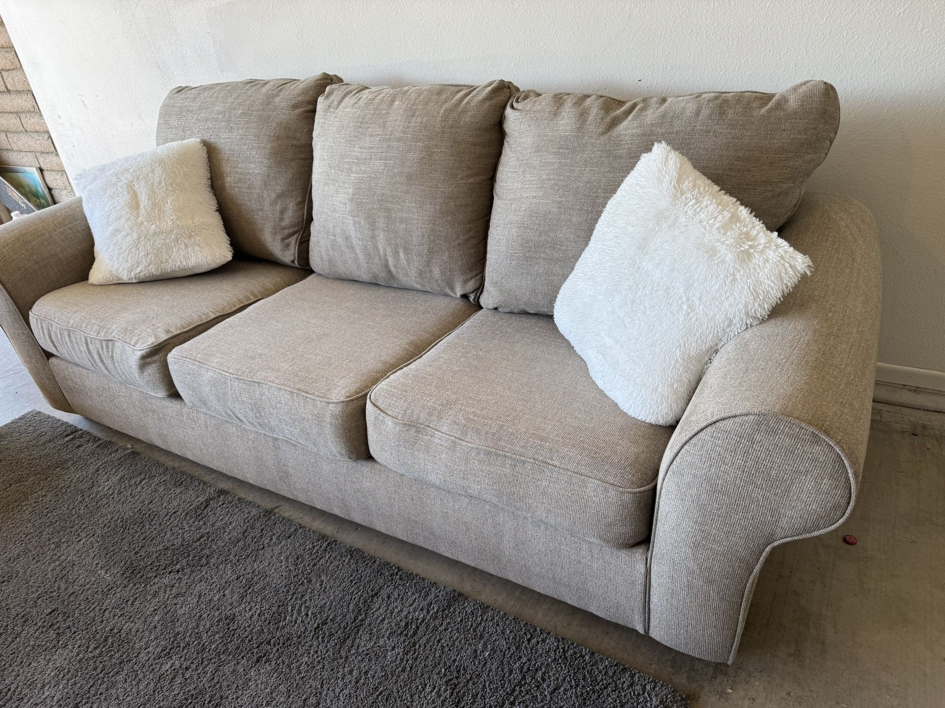 Beige Loveseat Sofa Couch Living Room Set