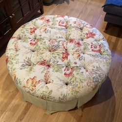 Shabby Chic Oversized Floral / Gingham Ottoman 