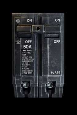 GE ABB THQL2150 50 Amp 2 Pole Circuit Breaker 120/240V Type THQL HACR