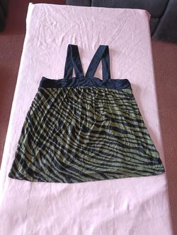 Michael Kors Size P/S Petite Tank Halter Neckline Green Black Zebra Print Womens