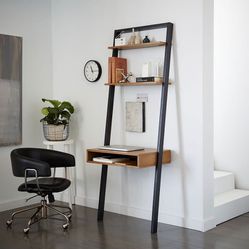 West Elm Ladder bookcase desk - Walnut Modern - Like New!