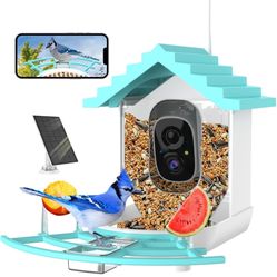 Bird Feeder with Camera,Ai Identify Bird Watching Camera,Smart Bird Feeder with Solar Powered,Auto Capture Birds Video in Backyard,Porch, Patio,Ideal 