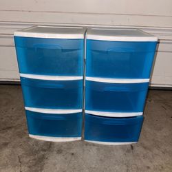 Set of 2 3-Drawer Storage Carts - Plastic 3-Drawer Storage Carts - 24”H x 12” W