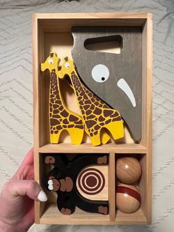 Wooden animal bowling set