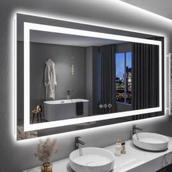 LED Mirror- 72 x 36 LED Touch Button Bathroom Vanity Mirror, Switchable Color LED with Defogger 72x36