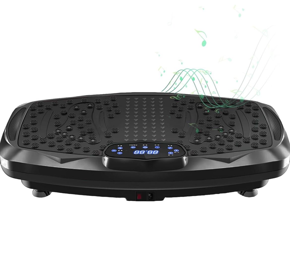 Vibration Plate Exercise Machine Whole Body Workout Vibration Fitness Platform for Home Fitness & Weight Loss + BT + Remote, 99 Levels