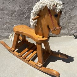Mid Century Pine Rocking Horse