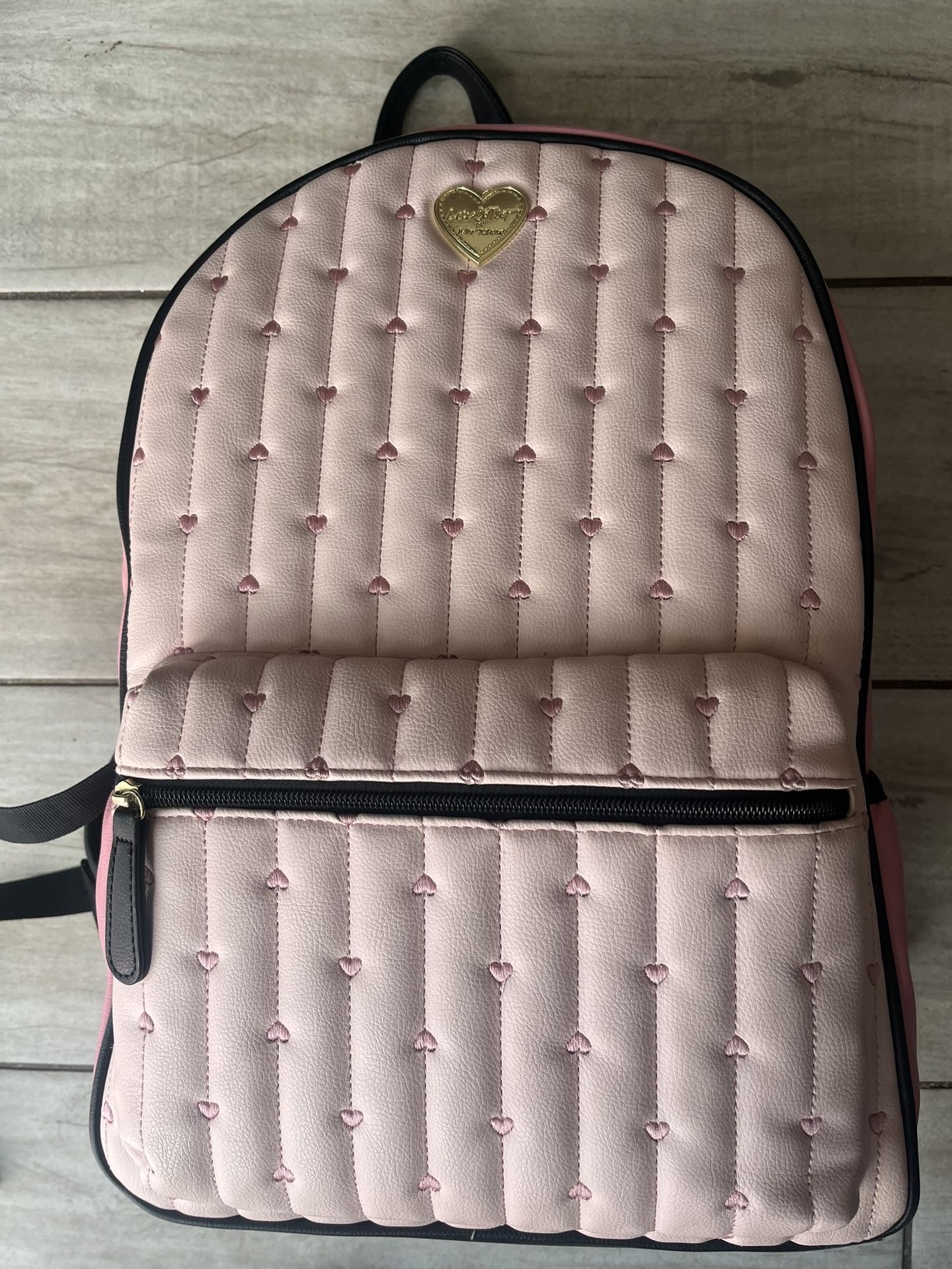 Betsey Johnson Full Size Backpack Pink & Black