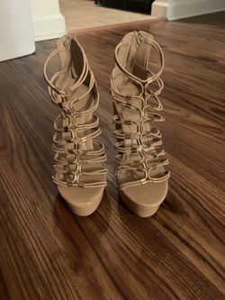Nude gladiator wedges