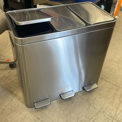 60L lTriple Compartment Stainless Steel Recycle Bin
