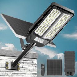 Solar Lights Outdoor, Solar Street Lights with Convex Lens, IP66 Waterproof for Outside 6500K, Dusk to Dawn Solar Security Flood Lights Motion Sensor 