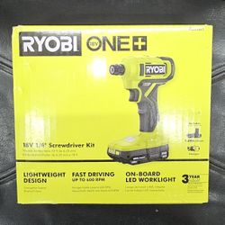 RYOBI
ONE+ 18V Cordless 1/4 in. Hex Screwdriver Kit with 1.5 Ah Battery and Charger
