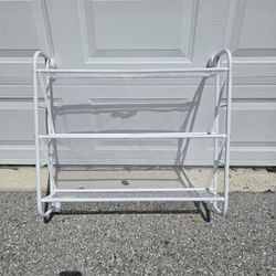Shoe Organizer Rack – 3 Shelves – Clean White – Strong Metal Frame!
