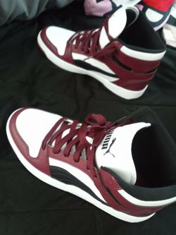 Puma High-Top Sneakers White Burgundy Black