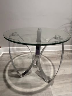 Glass end table heavy metal frame