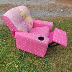 Kids Barbie Recliner Chair with Cup Holder 
