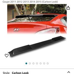  W-Power Aerodynamic Design Rear Roof Window Spoiler Visor Wing Compatible with 2010-2016 Hyundai Genesis Coupe (Carbon Look)