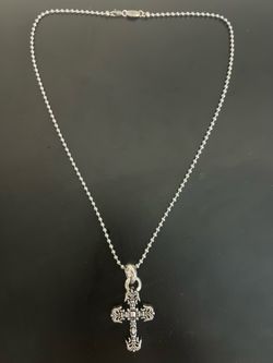 Chrome Hearts Filigree Cross Pendant & Ball Chain Necklace