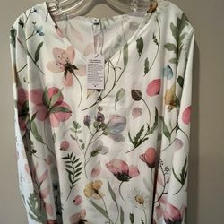 Brand New Women’s Long Sleeve Floral Dress with Pockets Size XL