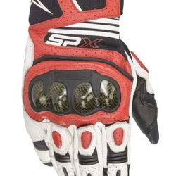 Alpinestars Men's SPX Plus V2 Motorcycle Riding Glove, White/Black/Bright Red, Large