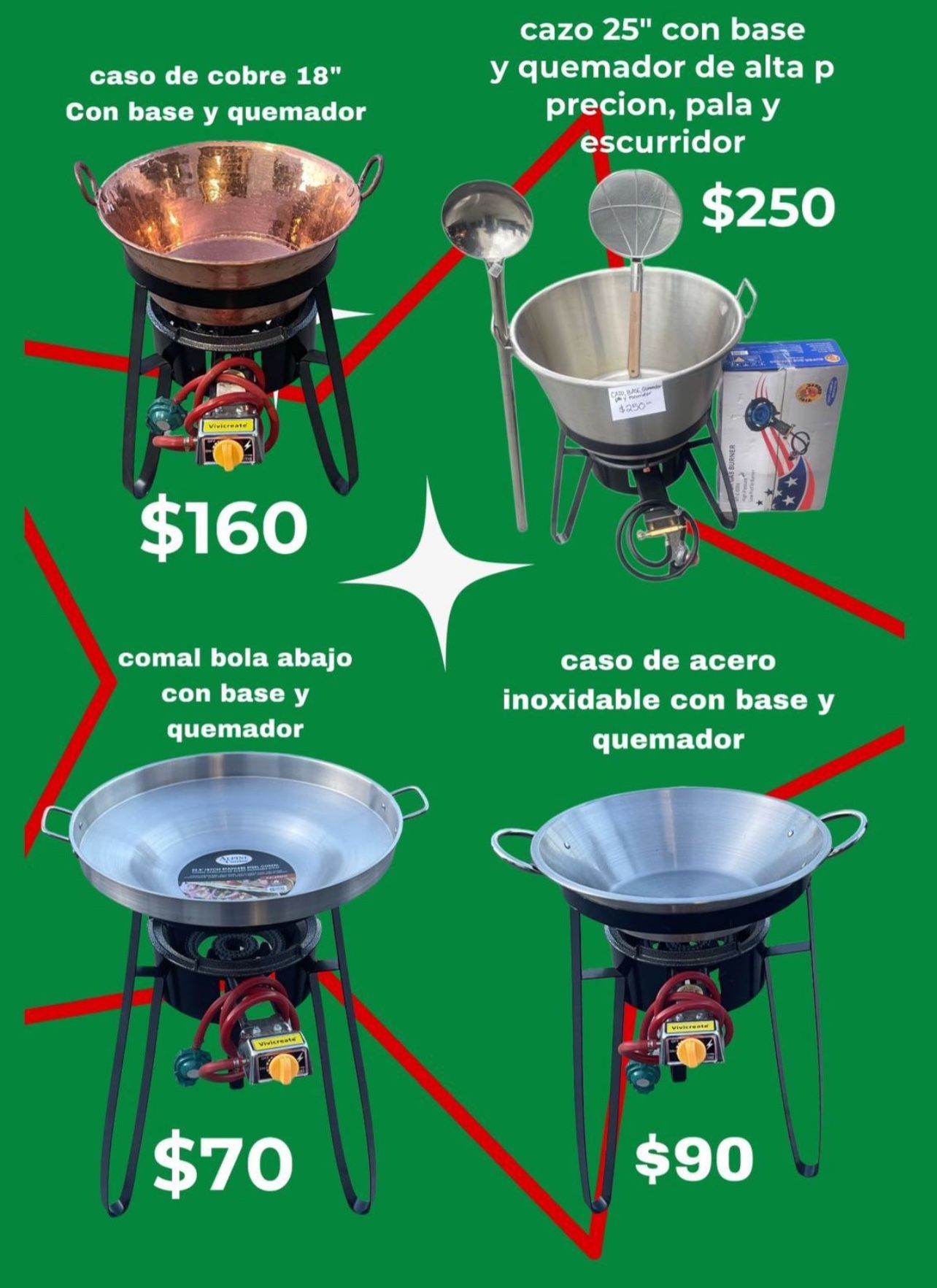 Especiales De Cazos, Quemadores I Comales/ Parrillas Para Gas Propano
