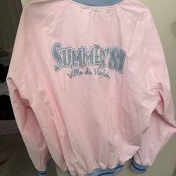 Pink and blue vintage bomber jacket fashion