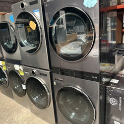 Tower Stackable LG Steam Black Stainless Steel W 27 GAS 