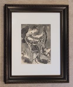 Marc Chagall vintage art heliogravure COA 1960 Bible Drawings