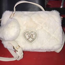 White Fluffy juicy Couture  Long Cross Bag