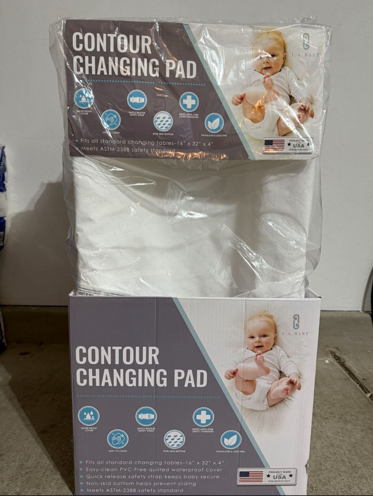 LA Baby 2 Sided Contoured Diaper Changing Pad with Easy to Clean Quilted Cover, White