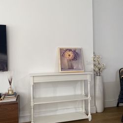 White Wooden Narrow Console