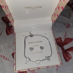 Set Of Heart Earrings And Bracelets