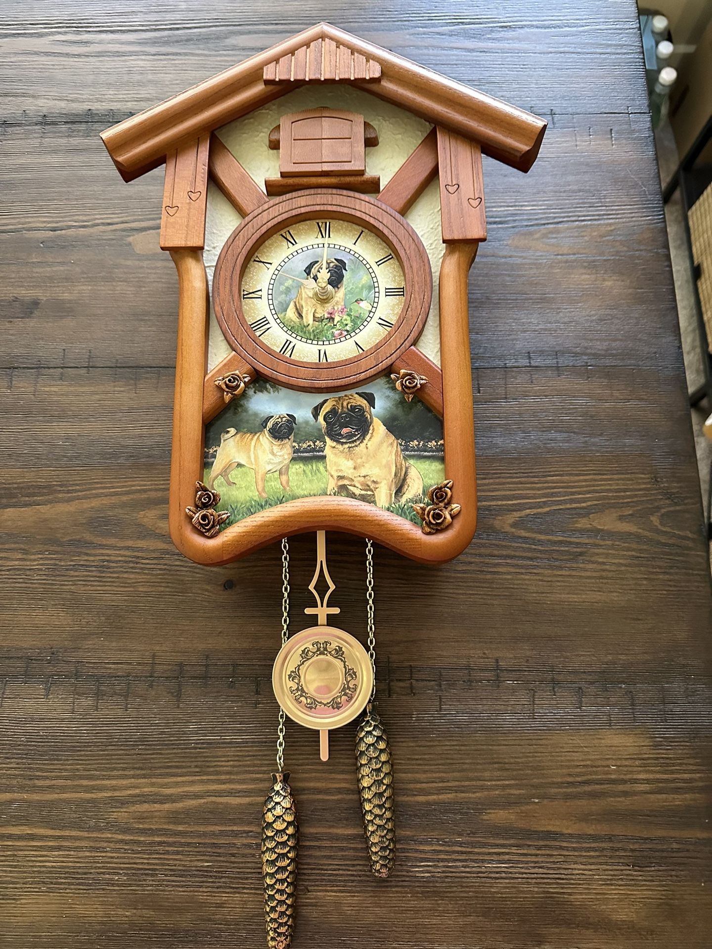 Bradford Exchange Pugs Cuckoo Clock