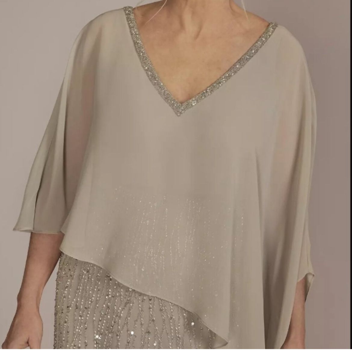 Oleg Cassini Beaded Gown With Caplet Sz 2