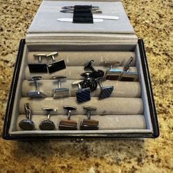 Burberry, Alfred Dunhill, And Hugo Boss Cufflinks , Box And Collar Stays