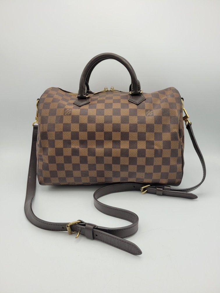 Louis Vuitton Speedy 30 Damier Ebene Satchel with Strap